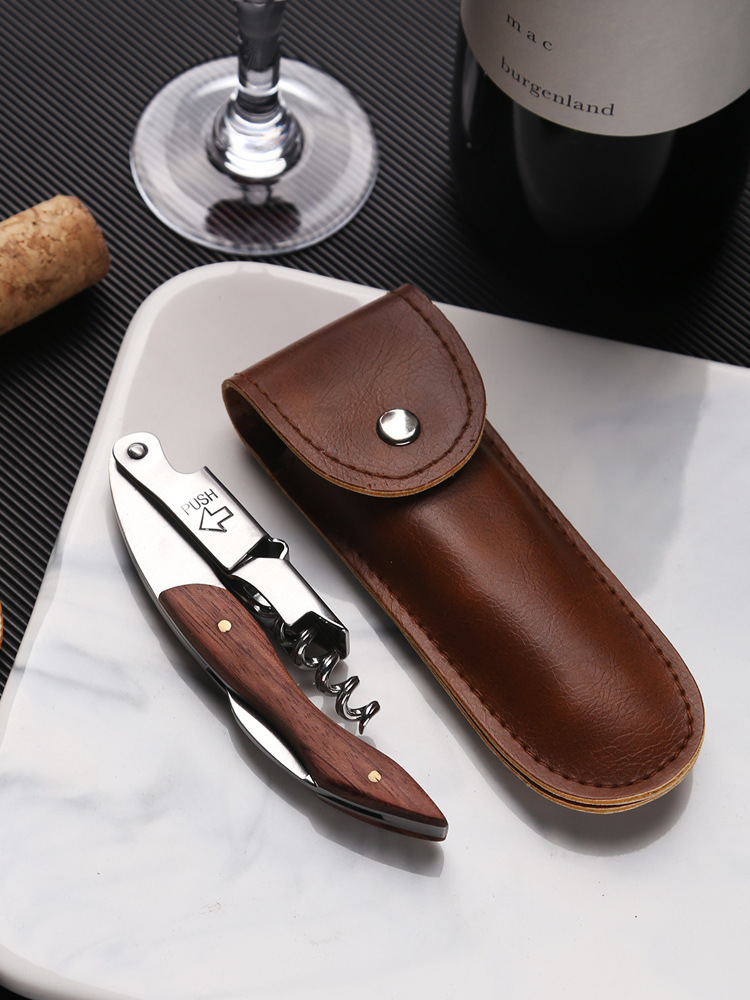 Stainless steel wooden handle seahorse knife champagne wine bottle opener multi-purpose bottle opener shrimp head knife portable wholesale