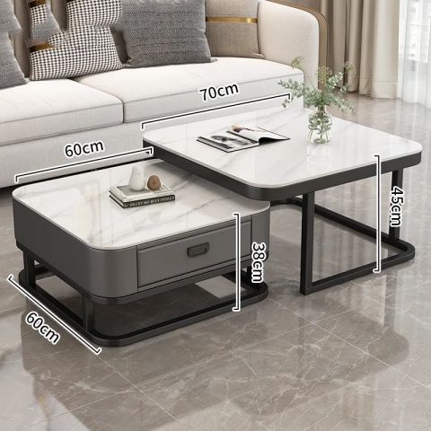 Mesa de té de lujo ligera sala de estar doméstica moderna y pequeña casa red cuadrada de vidrio rojo tablero de TV combinado mesa de té