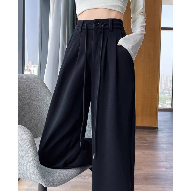Small 145 Casual Trendy American Sports Pants 150 Women's Autumn High Waist Dosing Straight Slim Wide Leg Pants XS Small 145 Casual Trendy American Sports Pants 150 Women's Autumn High Waist Dosing Straight Slim Wide Leg Pants XS