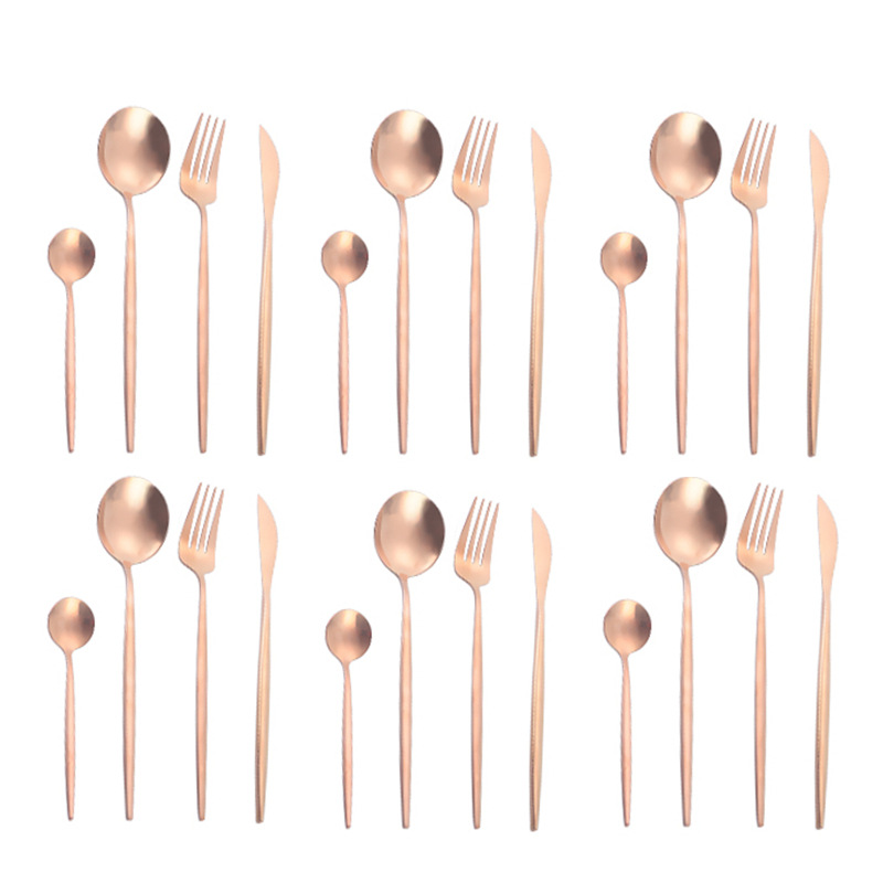 Amazon transfronterizo vajilla de acero inoxidable conjunto de 24 piezas portugués occidental cuchillo de carne, tenedor y cuchara traje de boda conjunto LOGO