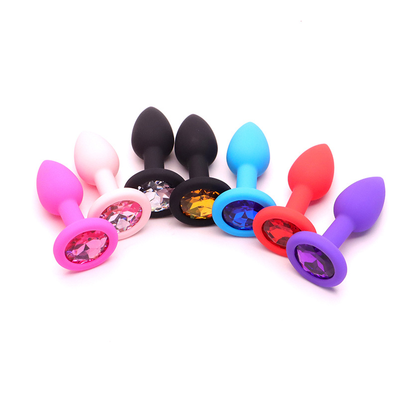 Silicone Anal Plug Set, 4-Piece Progressive Sizes with Pink Jewelled Base — detail image 3
