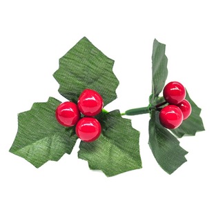 Cross-border direct supply decoration bouquet Christmas cuttings red fruit triangular leaf branches Harry leaf DIY mini Christmas decorations