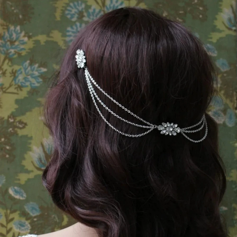 Трансграничный новый богемный циркон цепочка для волос невесты многослойные аксессуары для волос романтический свадебный головной убор hair chain