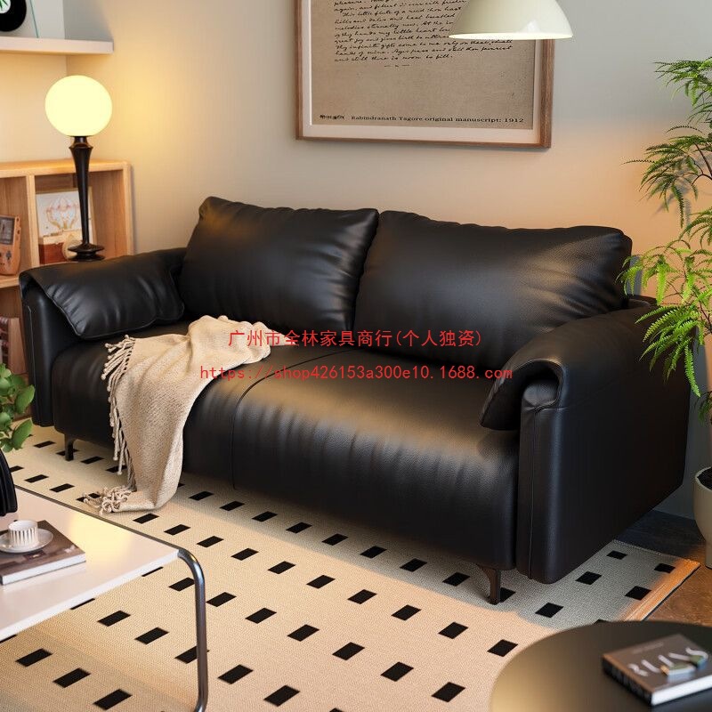 Sofa for Living Room, Small Apartment, Homestay Rental, Double or Three-Seater, Elephant Ear Lazy Straight Row Fabric Sofa, New Model