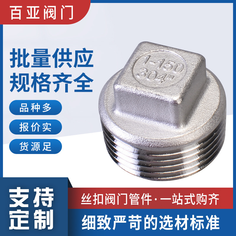 201 304 316L stainless steel square plug head plumbing gas Plug Plug Plug Plug outer wire pipe cap pipe fittings