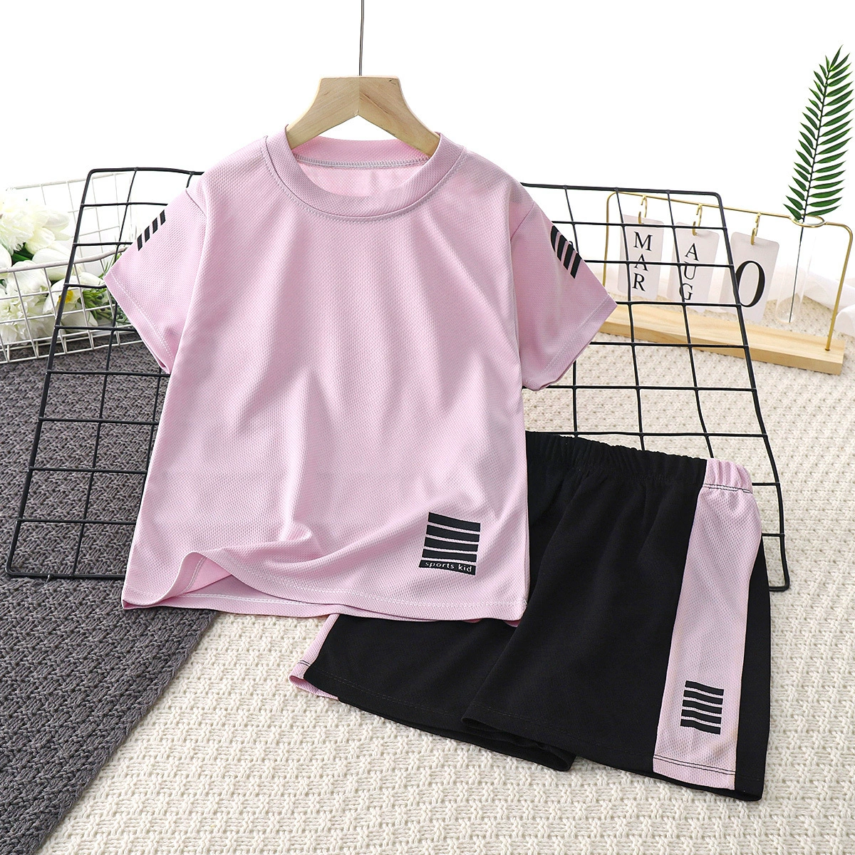Children's quick dry summer clothing, summer set for boys, for teenagers, with short sleeve