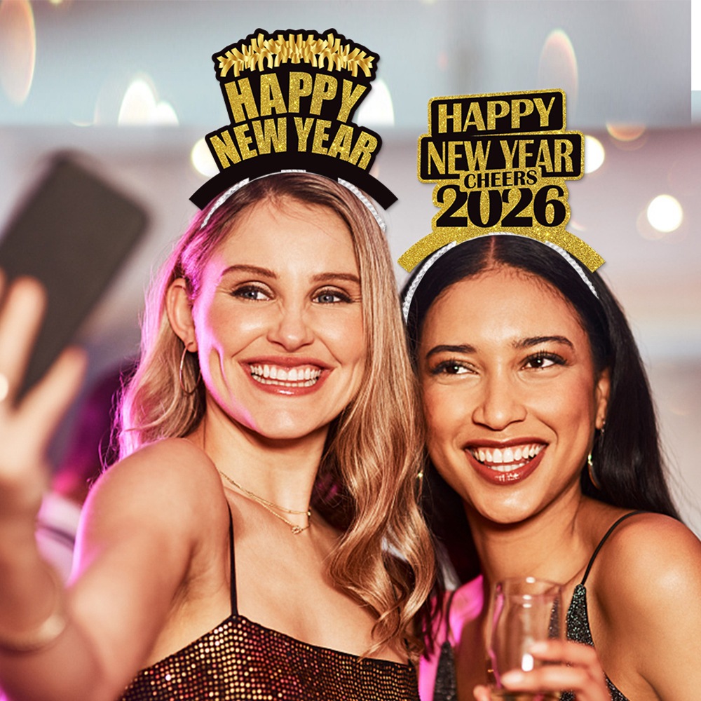 Transfronterizo día de Año Nuevo Fiesta decoración diadema accesorios para el cabello Feliz Año Nuevo diadema Año Nuevo decoración suministros