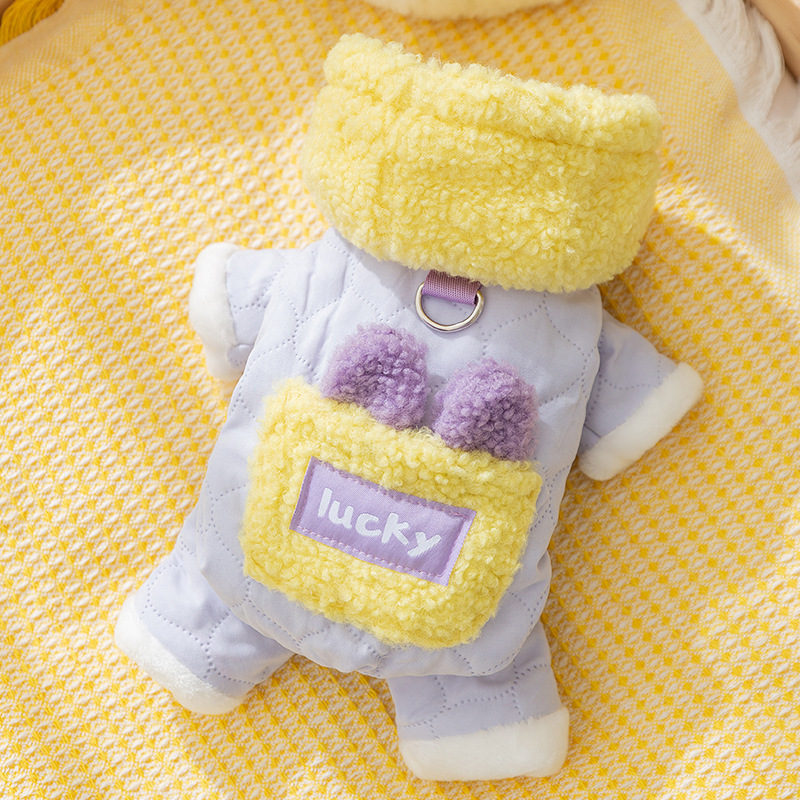 Otoño y invierno perros gruesos calentamiento negro de grafeno negro con sombrero de oro negro chaqueta de plumón gato algodón ropa de perro mascota