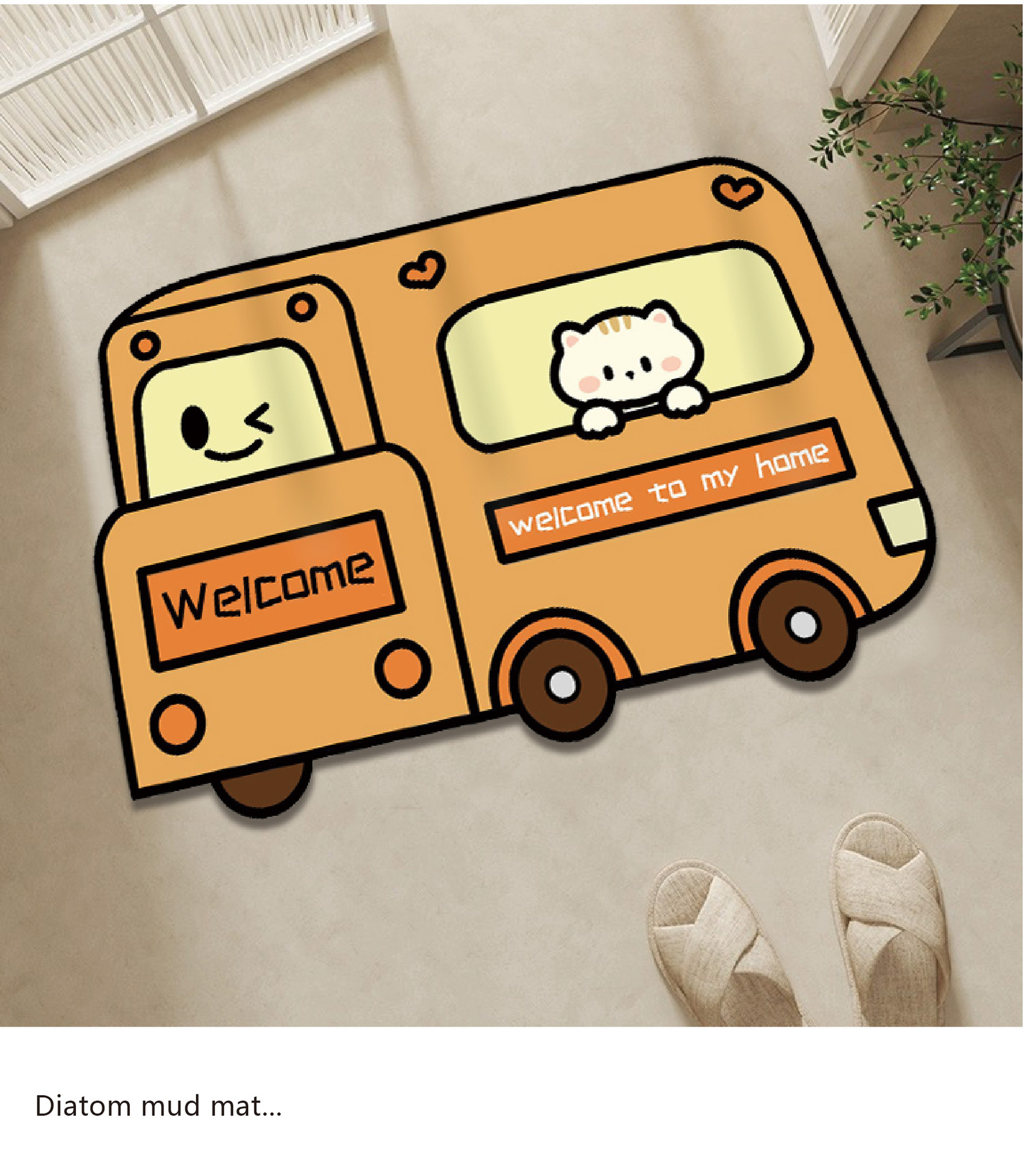 Cartoon creative car special-shaped floor mat absorbent quick-drying diatom mud soft mat Internet celebrity cute ins carpet