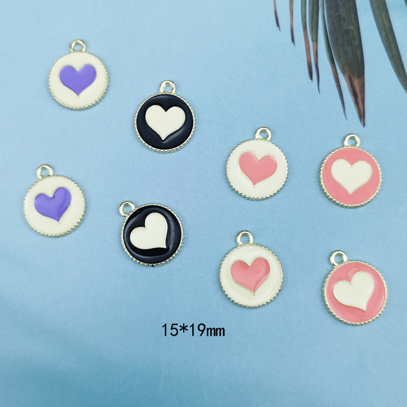 15 * 19mm Jewelry Making Size 10 PCS/Package 15 * 19mm Alloy Round Heart Shape Polished Pendant
