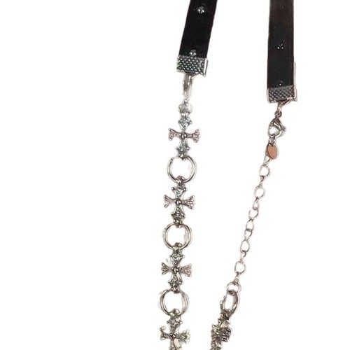 Cool Wind Asymmetric Cross Stitch PU Leather Necklace Short Choker Lock Chain Sweet Cool Style Accessory 2024