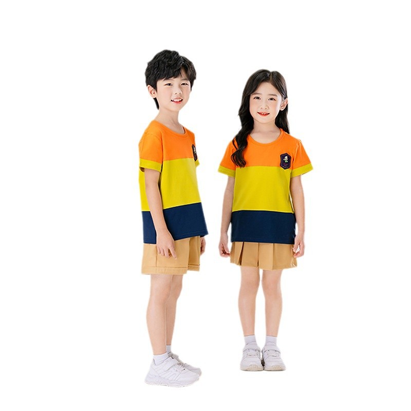 초등학생 여름 유니폼 졸업 사진 클래스 의류 영국 스타일 어린이 반팔 세트 유치원 여름 정원 의류