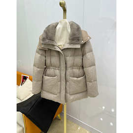 2025秋冬新款进口水貂毛领内冲鹅绒羽绒服保暖时尚个性百搭连帽潮