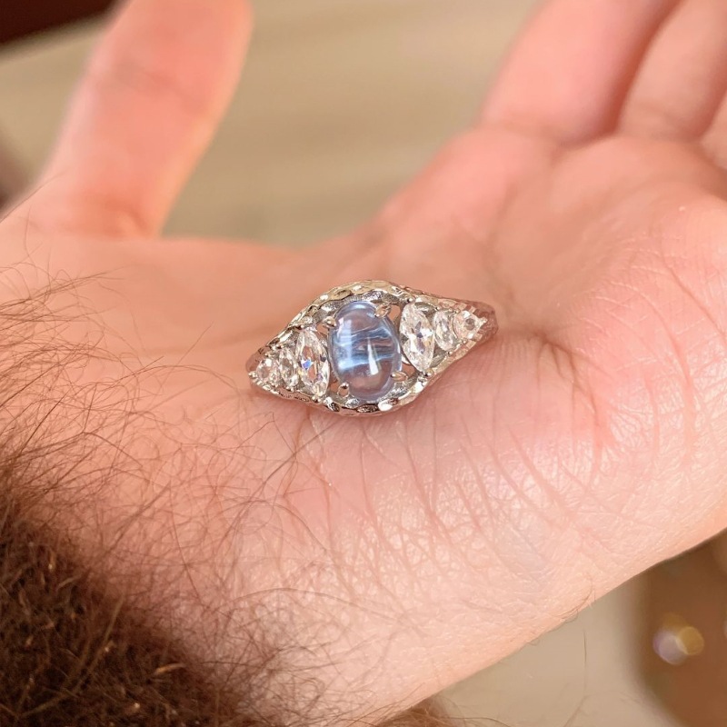 Luxury Sapphire Lava Texture Designer Ring For Women Elegant_voghion.com