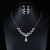 Set for bride, necklace, zirconium, chain, accessory, European style, wholesale