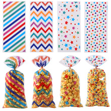 现货清新七彩创意opp平口袋分装糖果食品包装袋节日派对礼品袋子