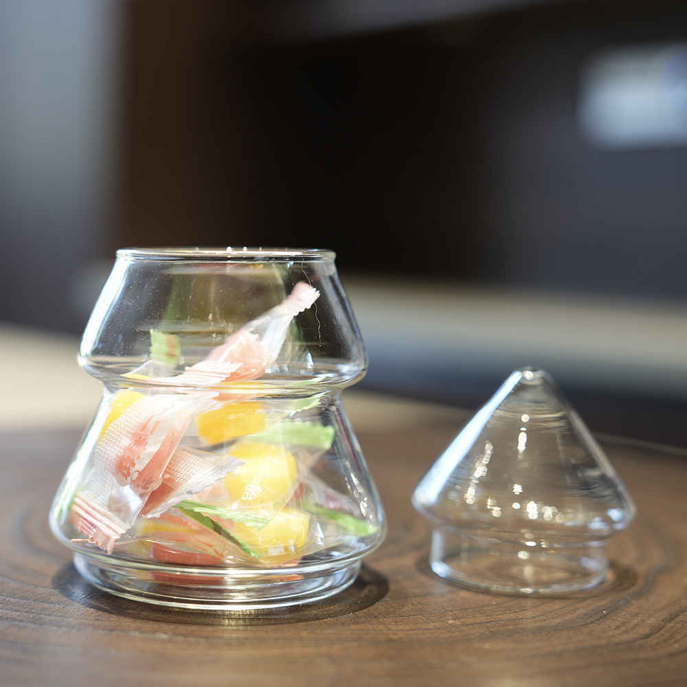 Tarro de almacenamiento de árbol de Navidad de vidrio creativo Tarro de dulces con tapa Decoración de almacenamiento de estilo europeo Decoración del hogar Decoración de mesa de postre suave