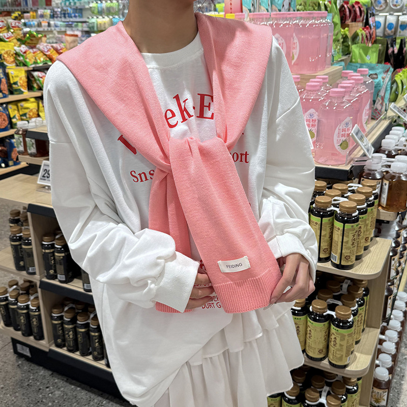 Versión coreana del chal de punto de color sólido, ropa de moda de alta gama, aire acondicionado, protección del cuello, protección solar, chaleco pequeño, bufanda cálida