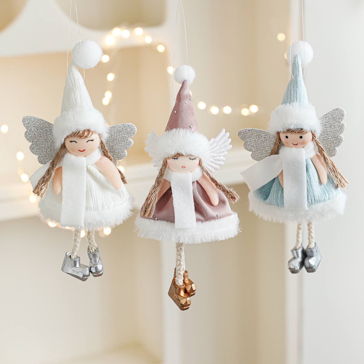 Nuevo de Navidad de peluche cuerno de ciervo ángel chica colgante árbol de Navidad colgante muñeca creativa muñeca decoración regalo