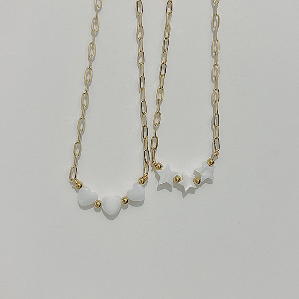 Daily Occasion Sweet Star Heart Shape Stainless Steel Shell Plating Necklace