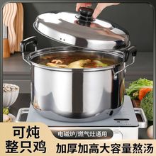 不锈钢加厚汤锅带盖烧水家用大容量煮粥煲汤奶锅电磁炉煤气灶通用