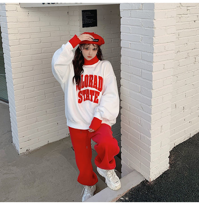 Women's Contrasting Hoodie Active Set For Autumn And Winter_voghion.com