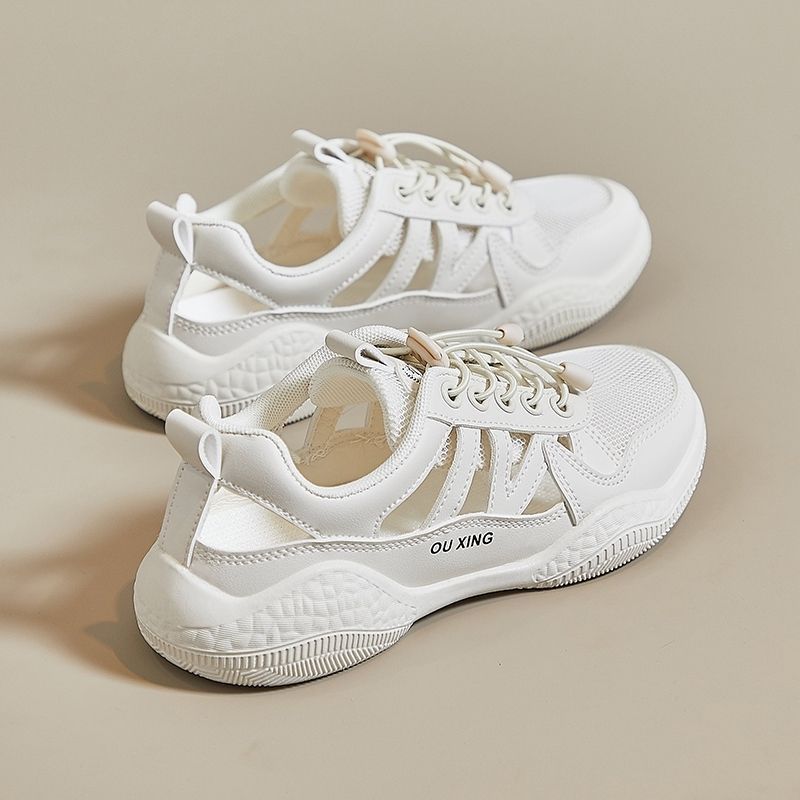 Acompañando zapatos blancos de verano delgados zapatos transpirables de mujer de suela suave casuales callejera zapatillas deportivas de estudiantes