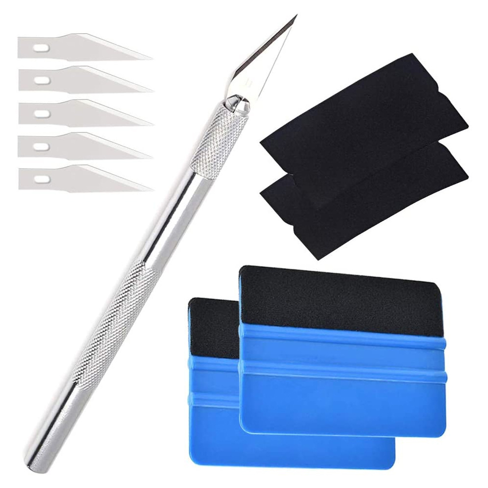 10件套汽车毛毡边缘刮刀套件4 英寸乙烯基缠绕碳纤维毛毡边缘刮刀