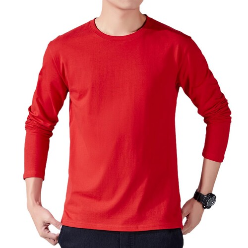 Men's new autumn fashion slim fit round neck crew tee casual versatile long sleeve T-shirt