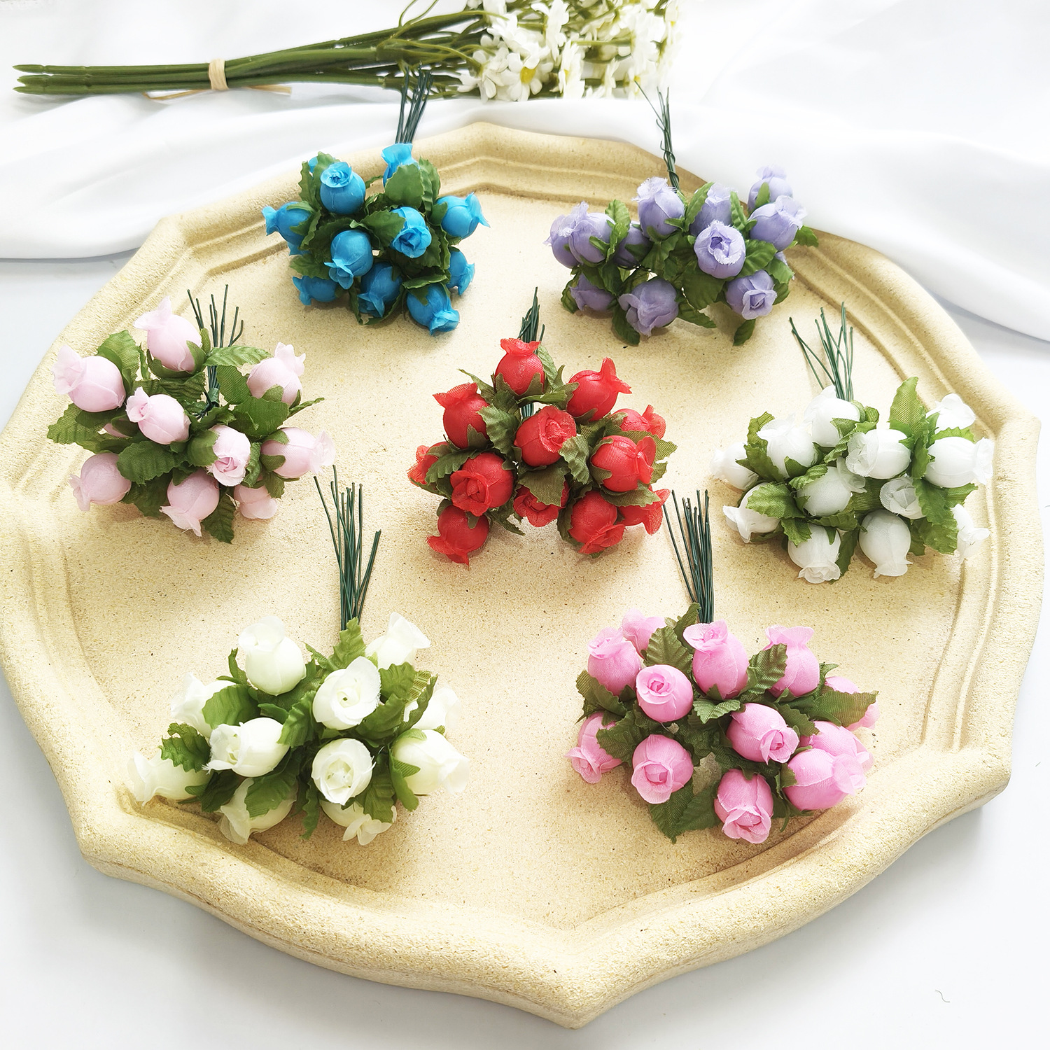 Artificial Flowers 12 Heads a Bunch of Small Roses DIY Crafts Home Decoration Mini Pomegranate Flower Bouquet