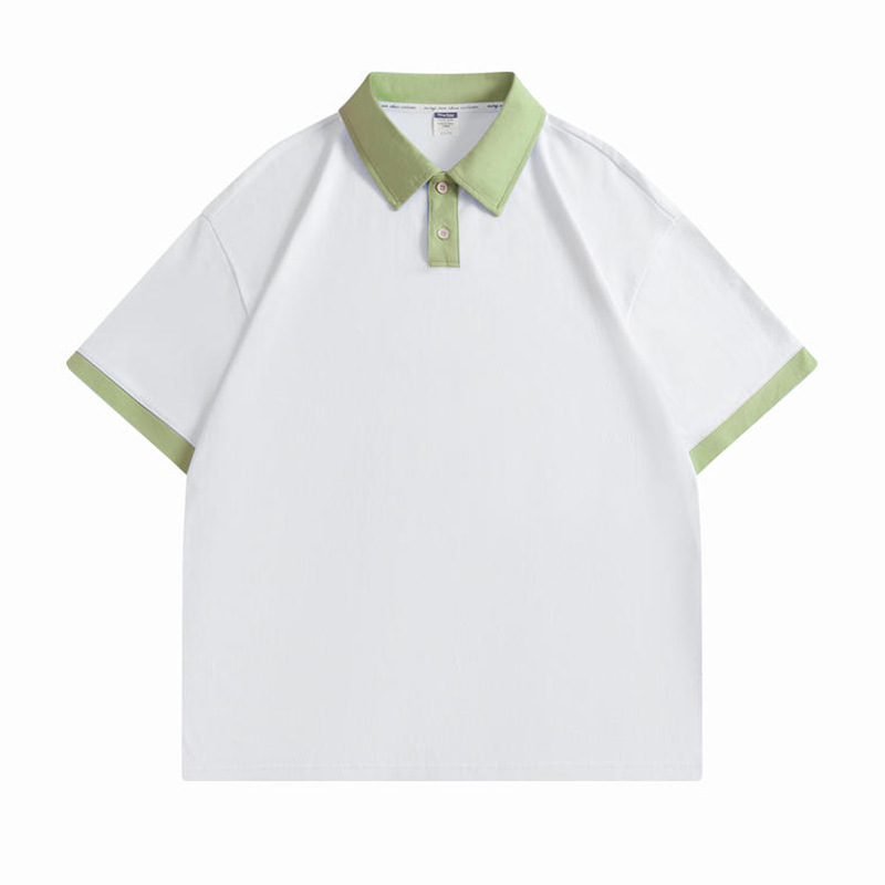 Tallas europeas y americanas, estilo retro americano, mangas raglán, camiseta holgada de algodón puro con cuello, polo de marca de moda, personalizable