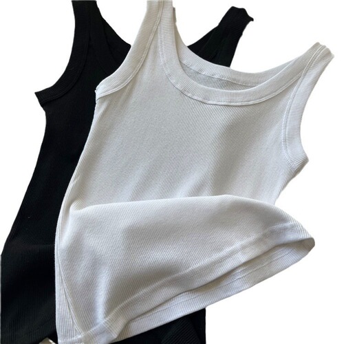 W5810!  Women's spring and summer inner wear essential, basic and versatile solid color cotton thread outer knitted bottoming vest