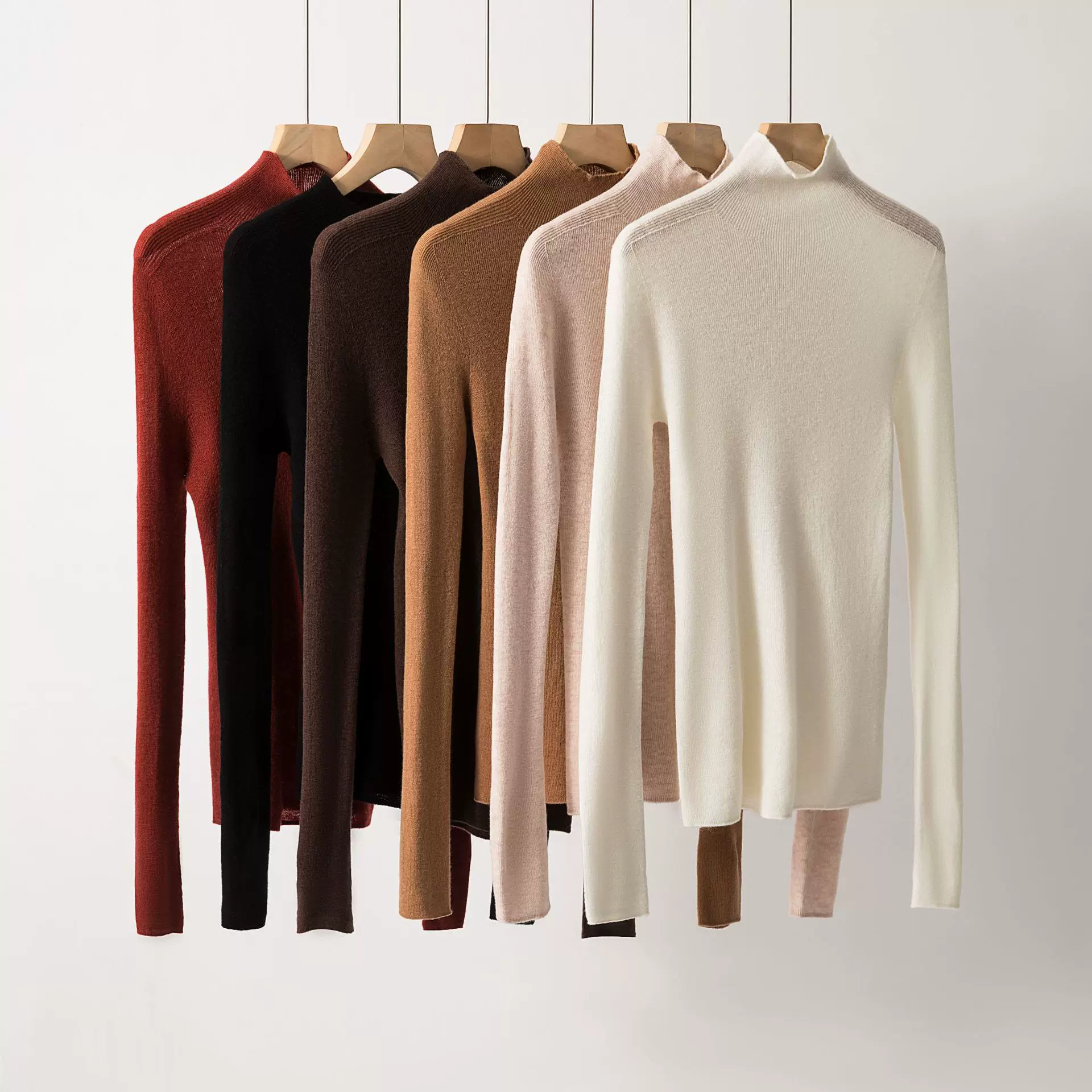 【衡嘉HJ】18针岛精无缝一体高领羊毛衫女秋冬修身针织衫上衣薄