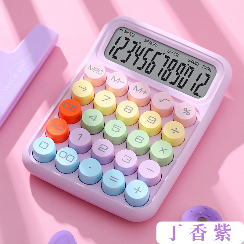 Nuevo 12-bit botón grande teclado flexible Calculadora de estudiante diosa color caramelo Oficina Contabilidad financiera