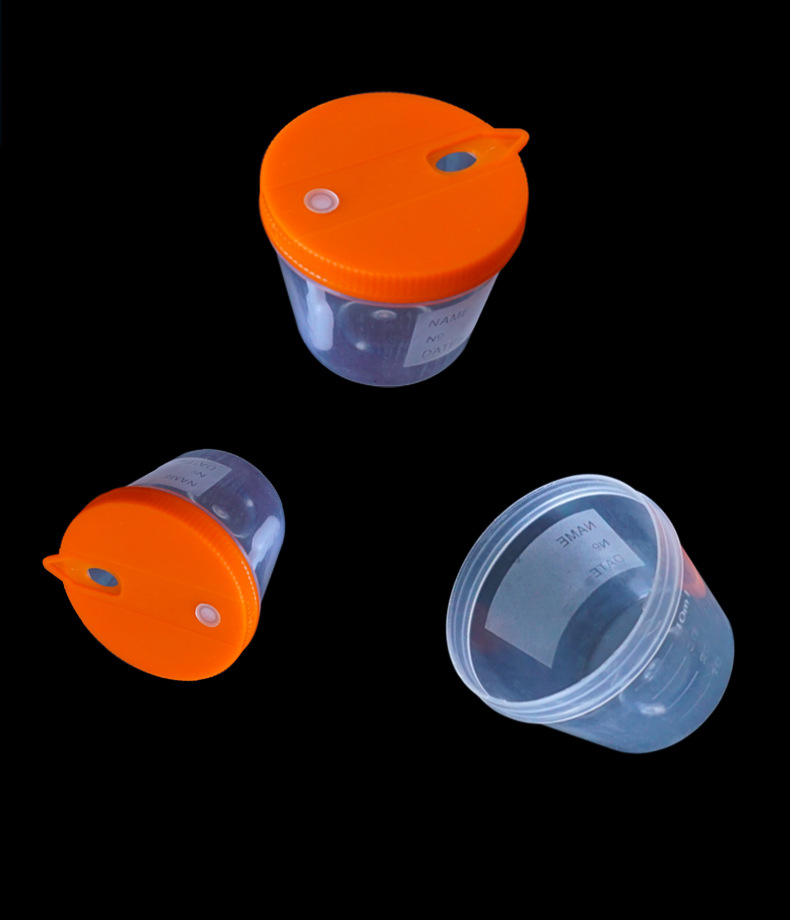厂供一次性塑料大便杯掀盖注液孔大便杯40ml实验室带勺pp痰杯