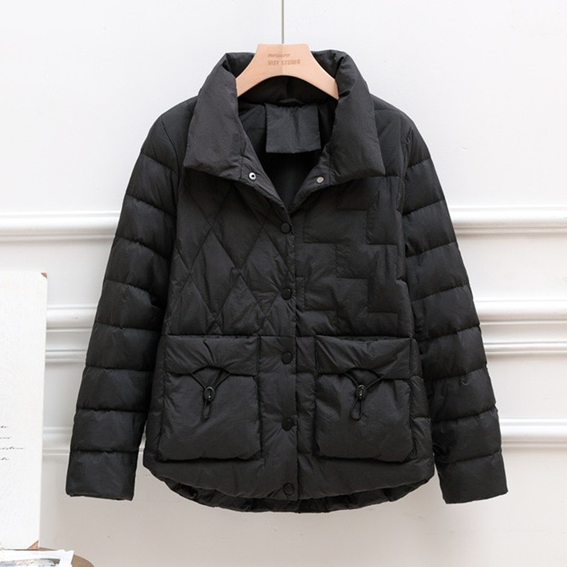 Lightweight down Jacket for Women, Short Style for Winter 2025, Loose Casual Fashion, Stand Collar, White Duck Down, Petite Size, Warm Coat, Trendy