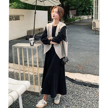 法式连衣裙套装女2025年秋季新款气质高级感显瘦马甲长裙子两件套
