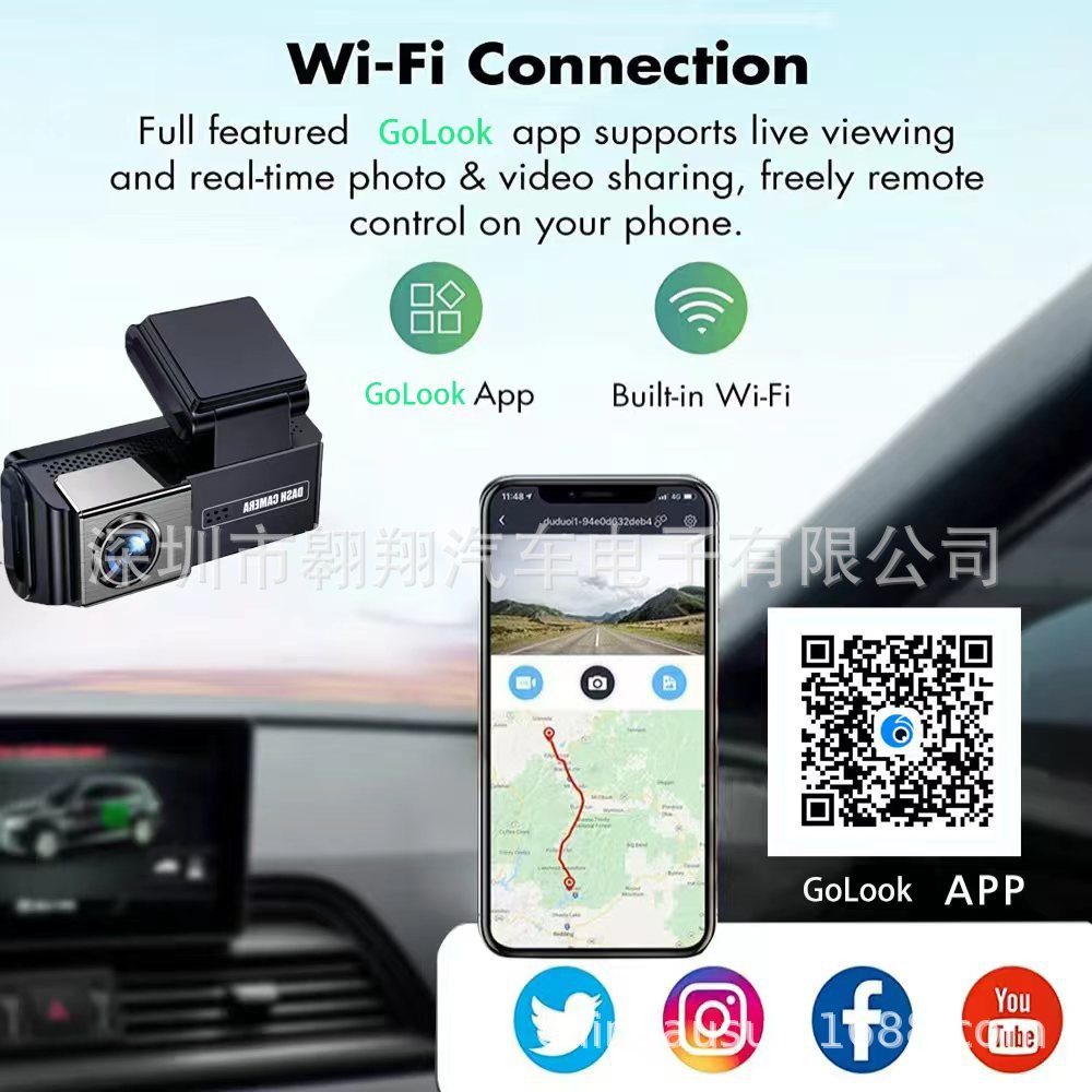 Cross-Border New Model Wifi Recorder with Mobile Phone Connectivity, Gps Parking Monitoring, High-Definition Driving Recorder 4Kadas