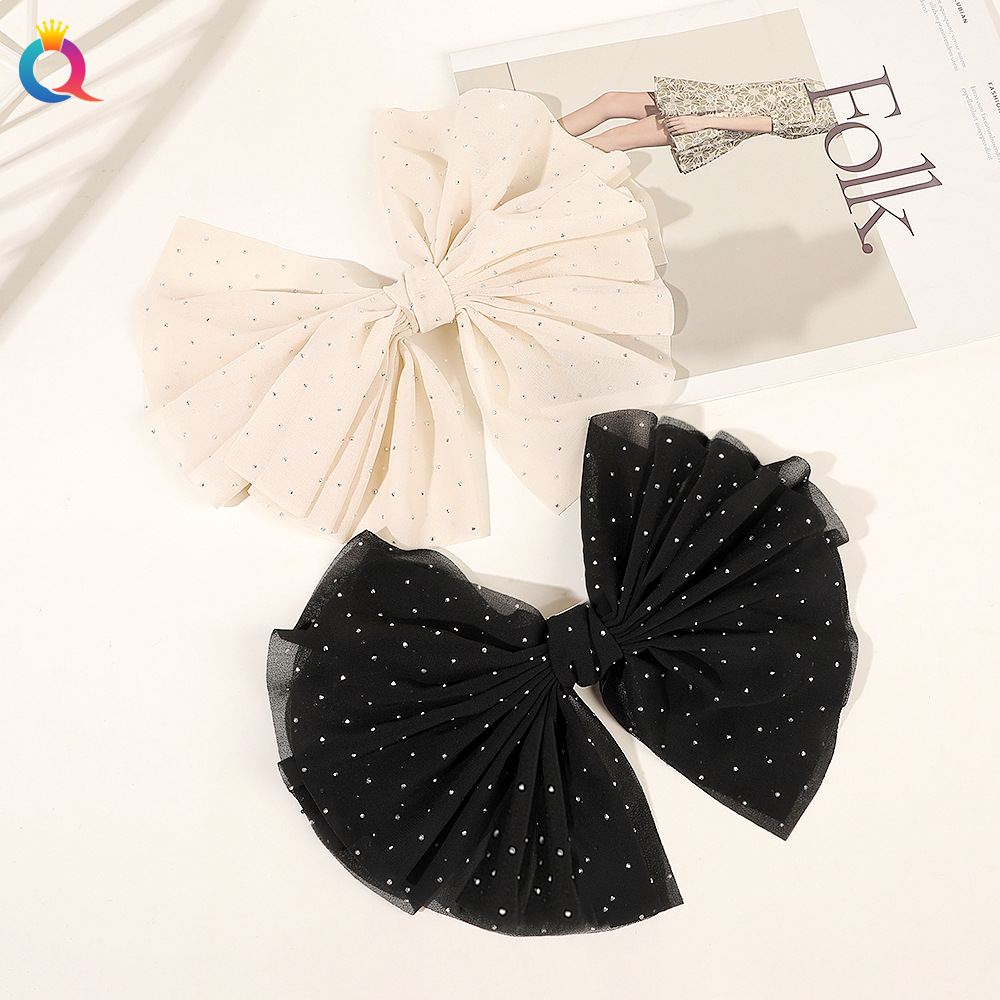 Women's Lady Korean Style Bow Knot Cloth Rhinestone Hair Claws display picture 2