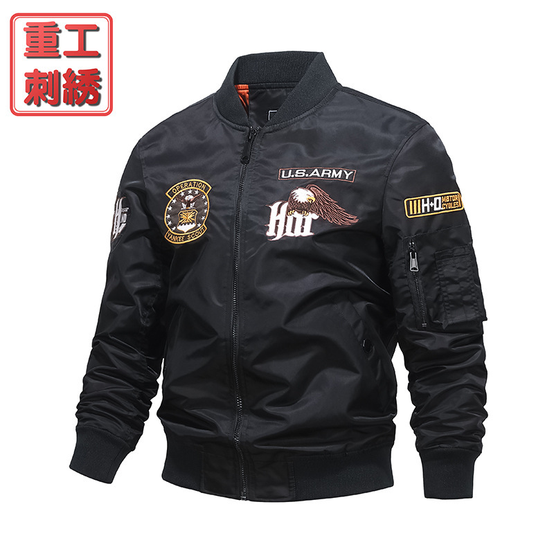 Spring and Autumn New Air Force ma1 Aviator Jacket Men's Heavy Industry Embroidered Baseball Suit Eagle Coat Work Jacket Trendy