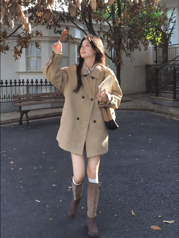 短款风衣外套女秋季新款小个子巨好看薄款韩系宽松日系中长款|undefined