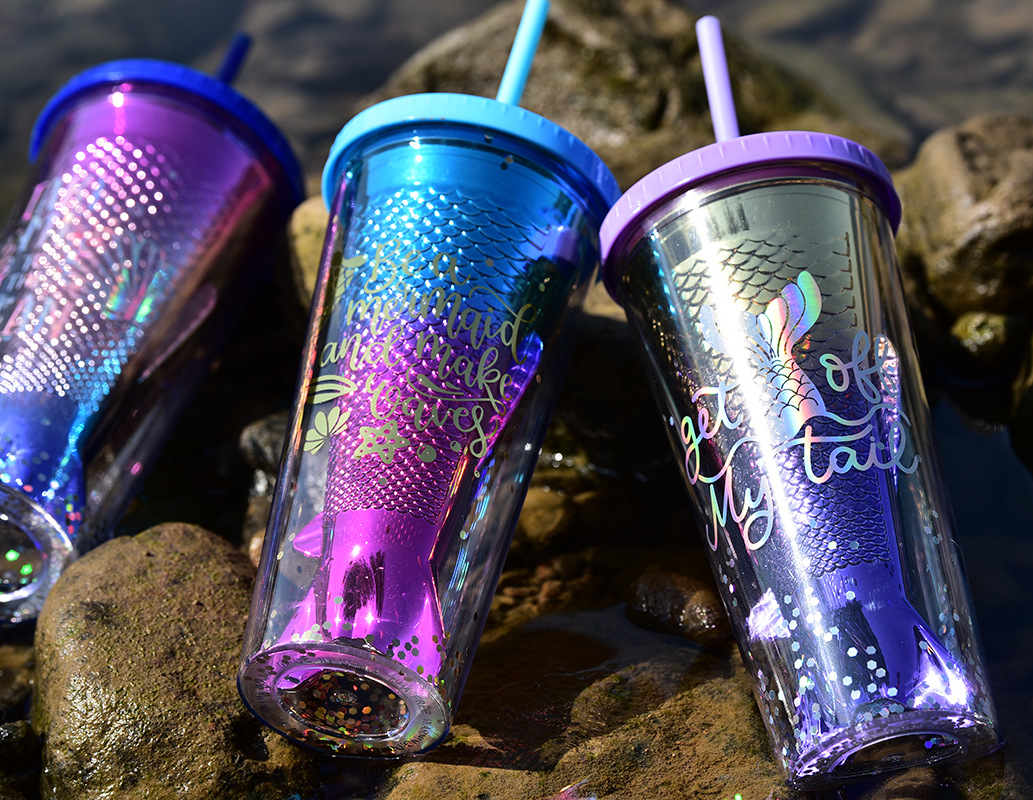 630g Weight Water Bottles Kitchen and drinking utensils 1 Piece Quantity Home, inside the car Occasion Plastic Material Sequins, Mermaid Tail Pattern Fashion Style Fashion Sequins Mermaid Tail Plastic Water Bottles 1 Piece 2