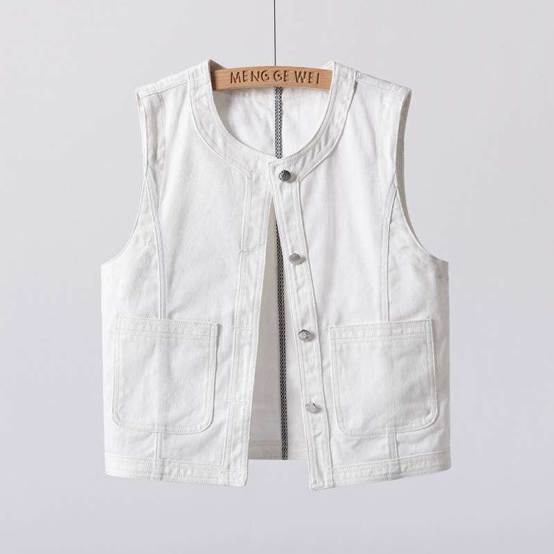 Spring and Summer Denim Vest for Women 2025 Outer Wear Thin Style Slimming New Style Collarless High-End Versatile Foreign Style Outer Wear