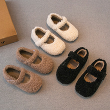 女童毛毛鞋外穿2024冬季新款儿童鞋子公主鞋二棉加绒豆豆鞋宝宝鞋