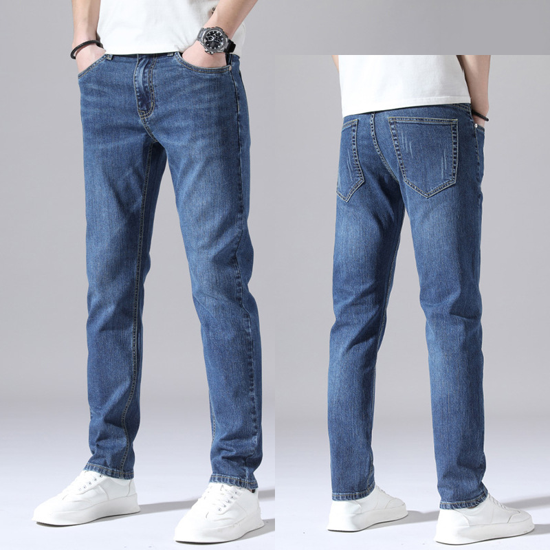 Pantalones vaqueros de los hombres Primavera y cuatro estaciones moda Slim straight stretch coreano casual boutique