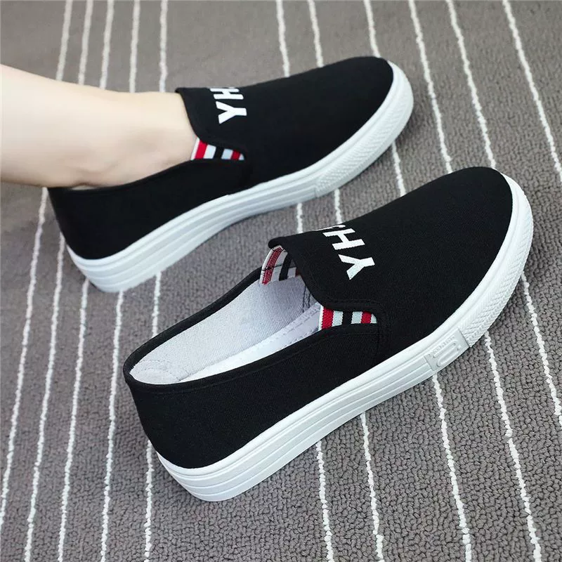 2023 летняя новая парусиновая обувь, женская обувь, универсальная обувь для досок на платформе, летняя женская Тканевая обувь, черная обувь