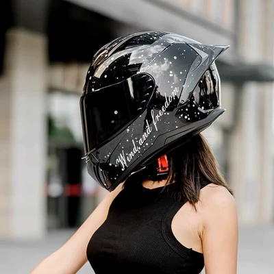 vehicle safety helmets, Motosiklet kaskı (dəbilqə) - starry-sky-with-black-tea-m