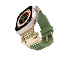 新款适用iwatch Ultra2苹果手表不锈钢+硅胶applewatchS87E手表带