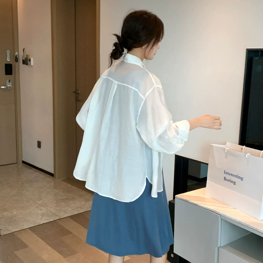 Летняя футболка с длинным рукавом для беременных для отдыха, цветная одежда для выхода на солнце, кофта, корейский стиль, западный стиль