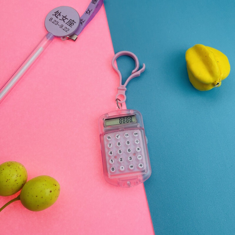 ミニ電卓透明フリップキーホルダーサイレント高価値コンパクトポータブルシンプルな学生試験コンピュータ|undefined
